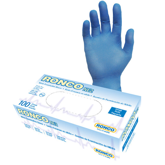 RONCO NE2 Blue Nitrile Examination Gloves / Blue Nitrile Gloves