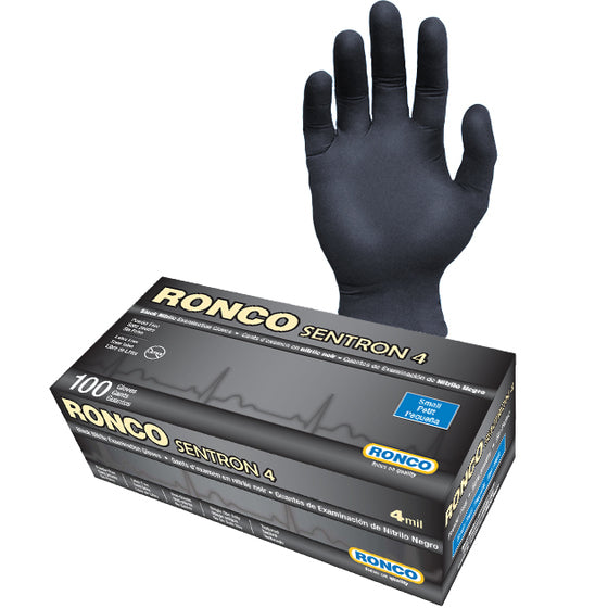 RONCO Sentron™ 4 Black Nitrile Examination Gloves, Powder-Free, 4 Mil,