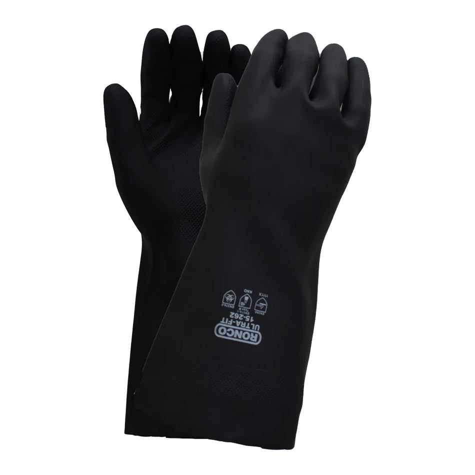 RONCO Ultra-Fit™ Latex Reusable Gloves, Flocklined, 28 mil