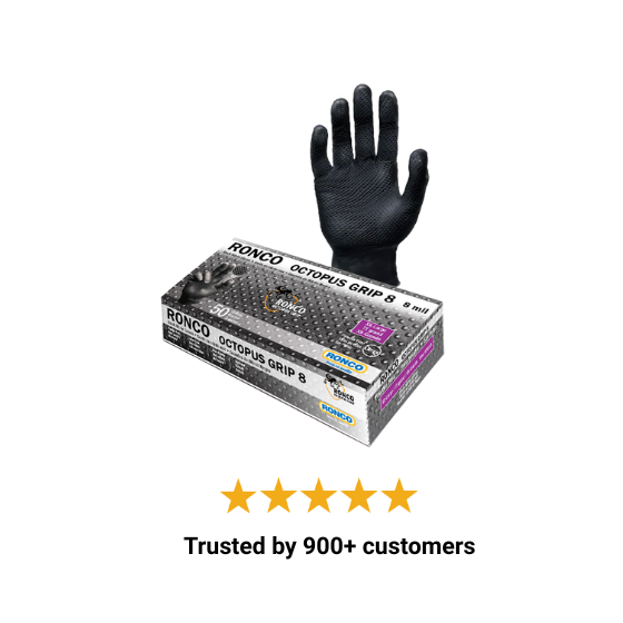 Octopus Grip 8mil Black Nitrile Examination Gloves (Textured for